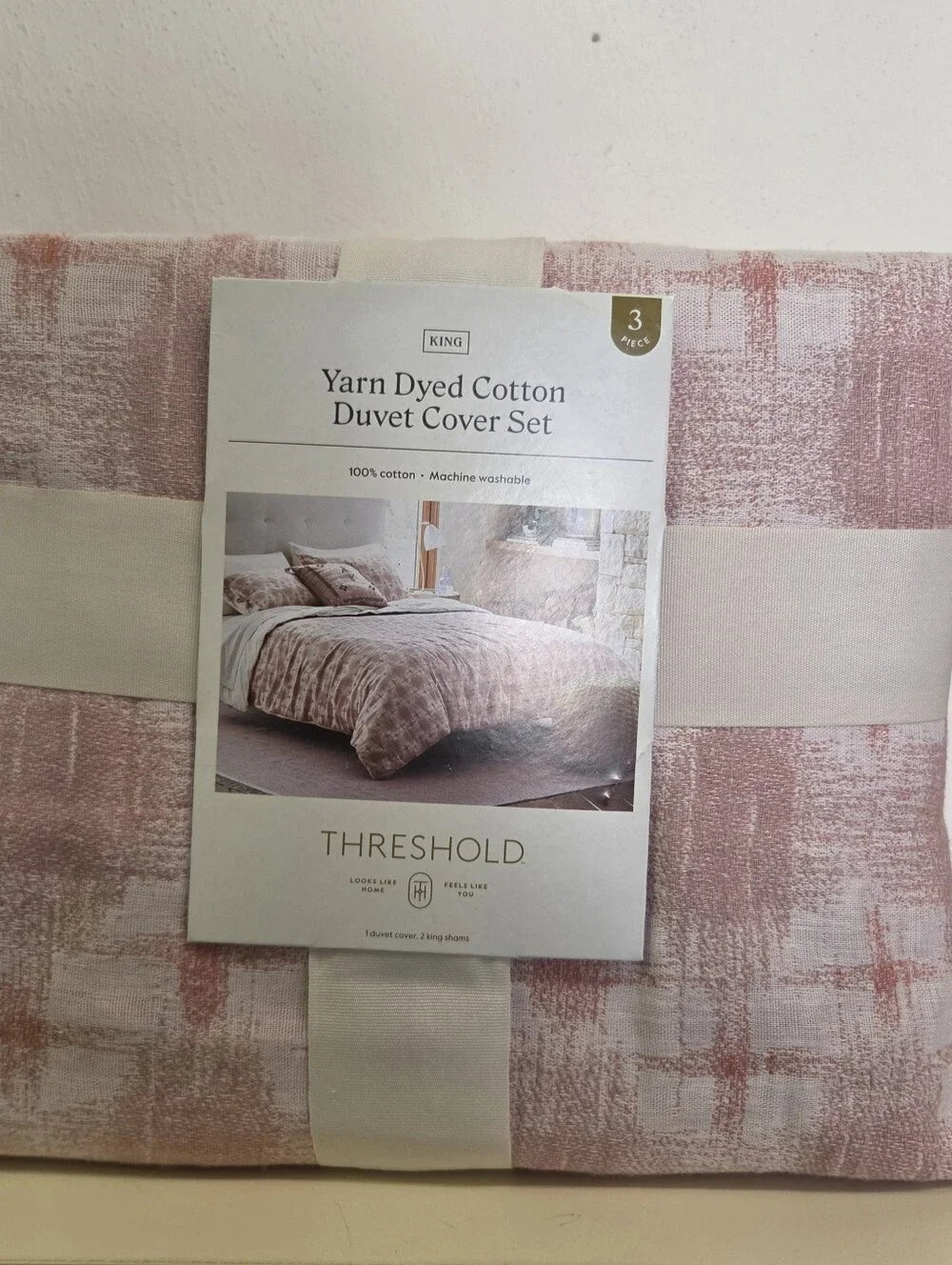 Threshold Yarn-Dyed Cotton Duvet Cover Set King - Dusty Pink